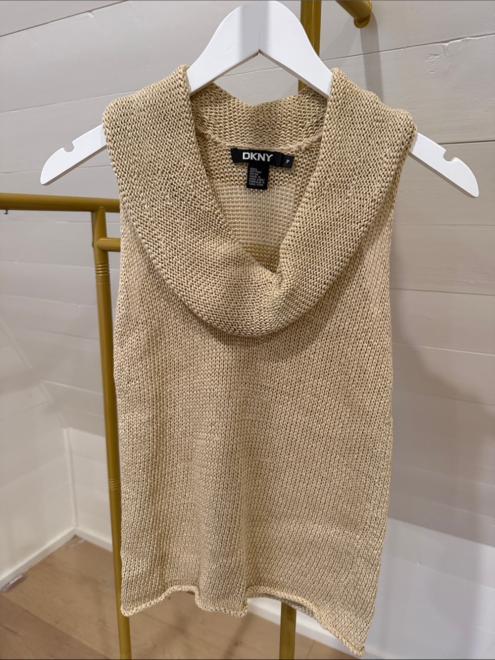 DKNY Knit Cowl Neck Sleeveless Sweater Size Petite
